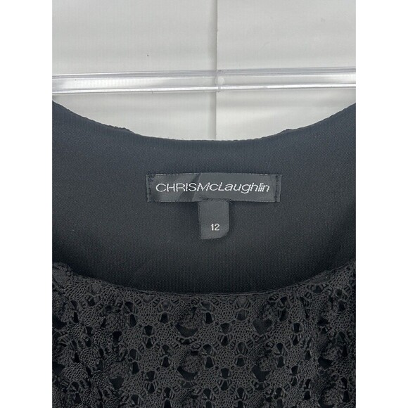 Chris McLaughin Women's 3/4 Sleeve Lace Midi Shift Dress Black Size 12 - Picture 3 of 7